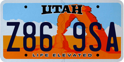 UT license plate Z869SA