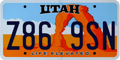UT license plate Z869SN