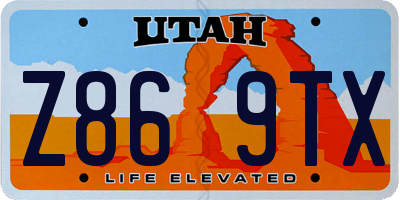 UT license plate Z869TX