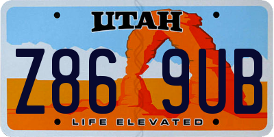 UT license plate Z869UB