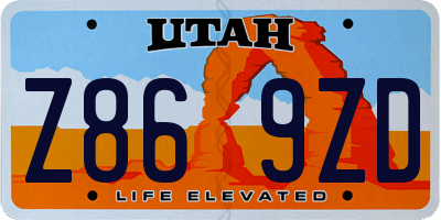 UT license plate Z869ZD