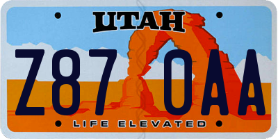 UT license plate Z870AA