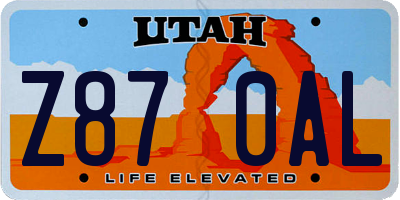 UT license plate Z870AL
