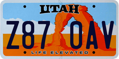 UT license plate Z870AV