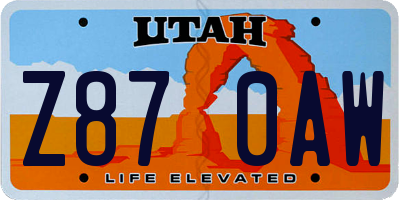 UT license plate Z870AW
