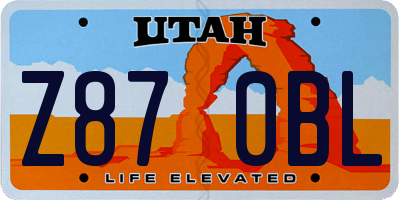 UT license plate Z870BL