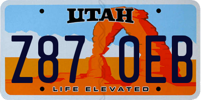 UT license plate Z870EB