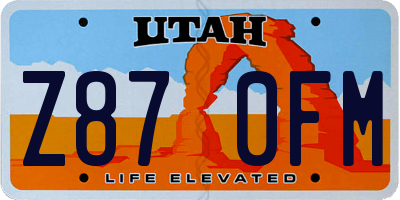 UT license plate Z870FM