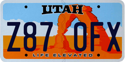 UT license plate Z870FX