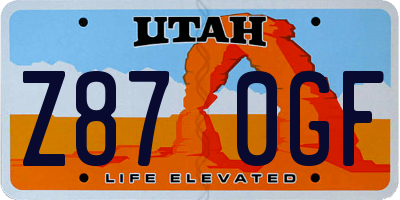 UT license plate Z870GF