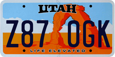 UT license plate Z870GK