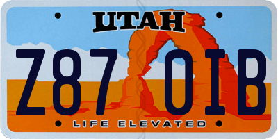 UT license plate Z870IB