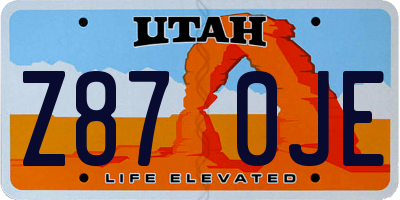 UT license plate Z870JE