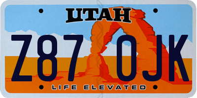 UT license plate Z870JK