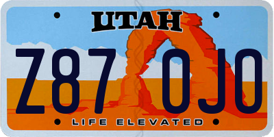UT license plate Z870JO