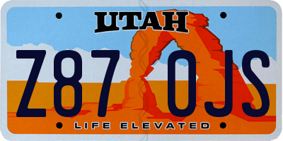 UT license plate Z870JS