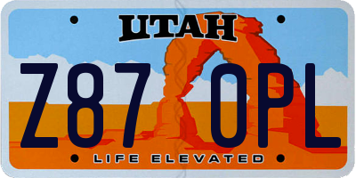 UT license plate Z870PL