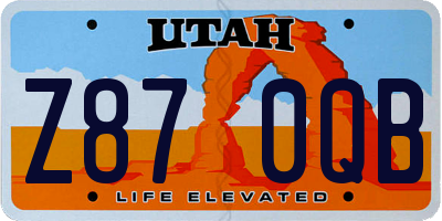 UT license plate Z870QB
