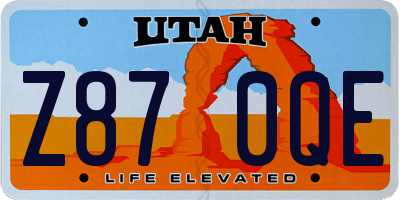 UT license plate Z870QE