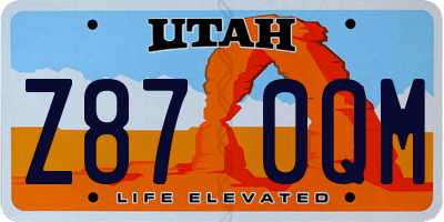 UT license plate Z870QM
