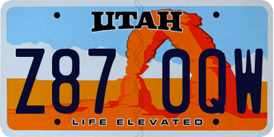 UT license plate Z870QW