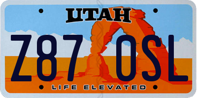 UT license plate Z870SL