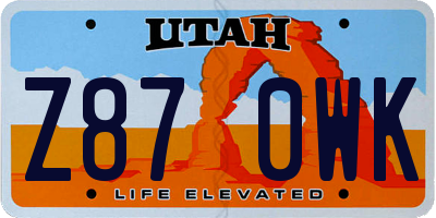 UT license plate Z870WK