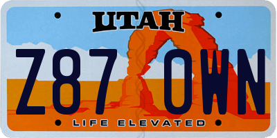 UT license plate Z870WN