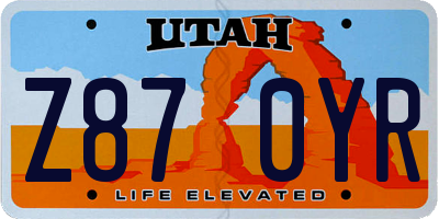 UT license plate Z870YR