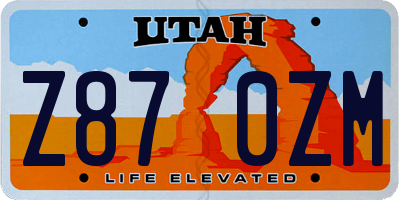 UT license plate Z870ZM
