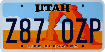 UT license plate Z870ZP