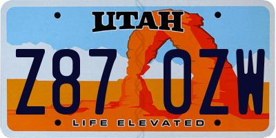 UT license plate Z870ZW