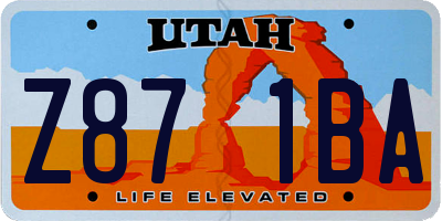 UT license plate Z871BA
