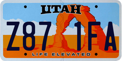 UT license plate Z871FA
