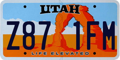 UT license plate Z871FM