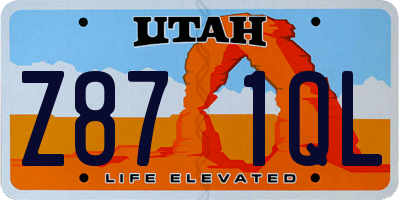 UT license plate Z871QL