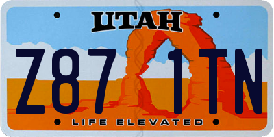 UT license plate Z871TN