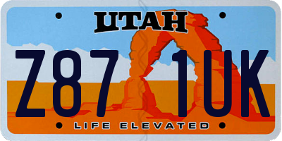 UT license plate Z871UK