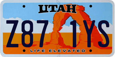 UT license plate Z871YS