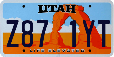 UT license plate Z871YT