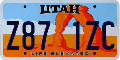 UT license plate Z871ZC