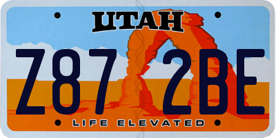 UT license plate Z872BE