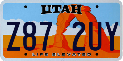 UT license plate Z872UY