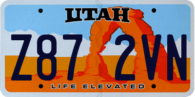 UT license plate Z872VN