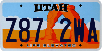 UT license plate Z872WA