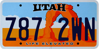 UT license plate Z872WN