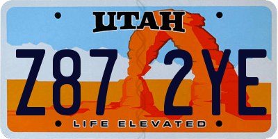 UT license plate Z872YE