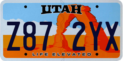 UT license plate Z872YX