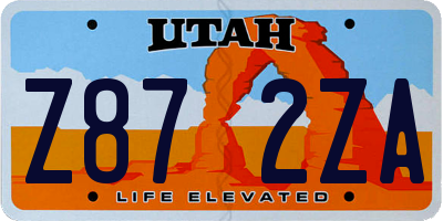 UT license plate Z872ZA