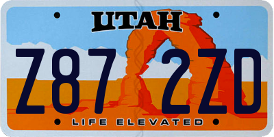 UT license plate Z872ZD